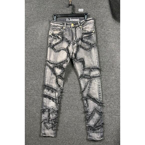 Argonaut Nation Jeans Mens 30x32 Gray Distressed Frayed Slim Fit Streetwear - Picture 2 of 9